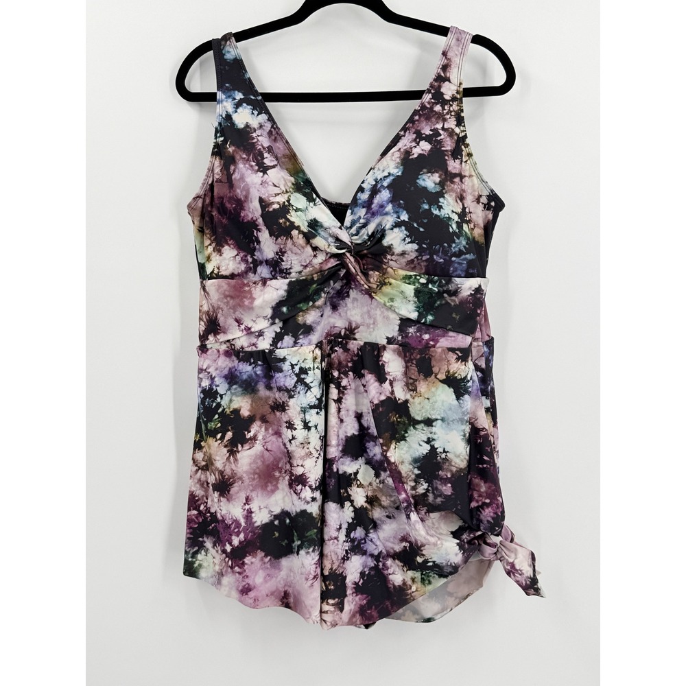 Torrid Swim Dress Womens sz 3X Wireless Twist Front Swimsuit bathing suit resort